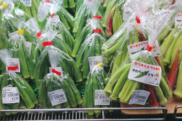 直売所で販売されているオクラ